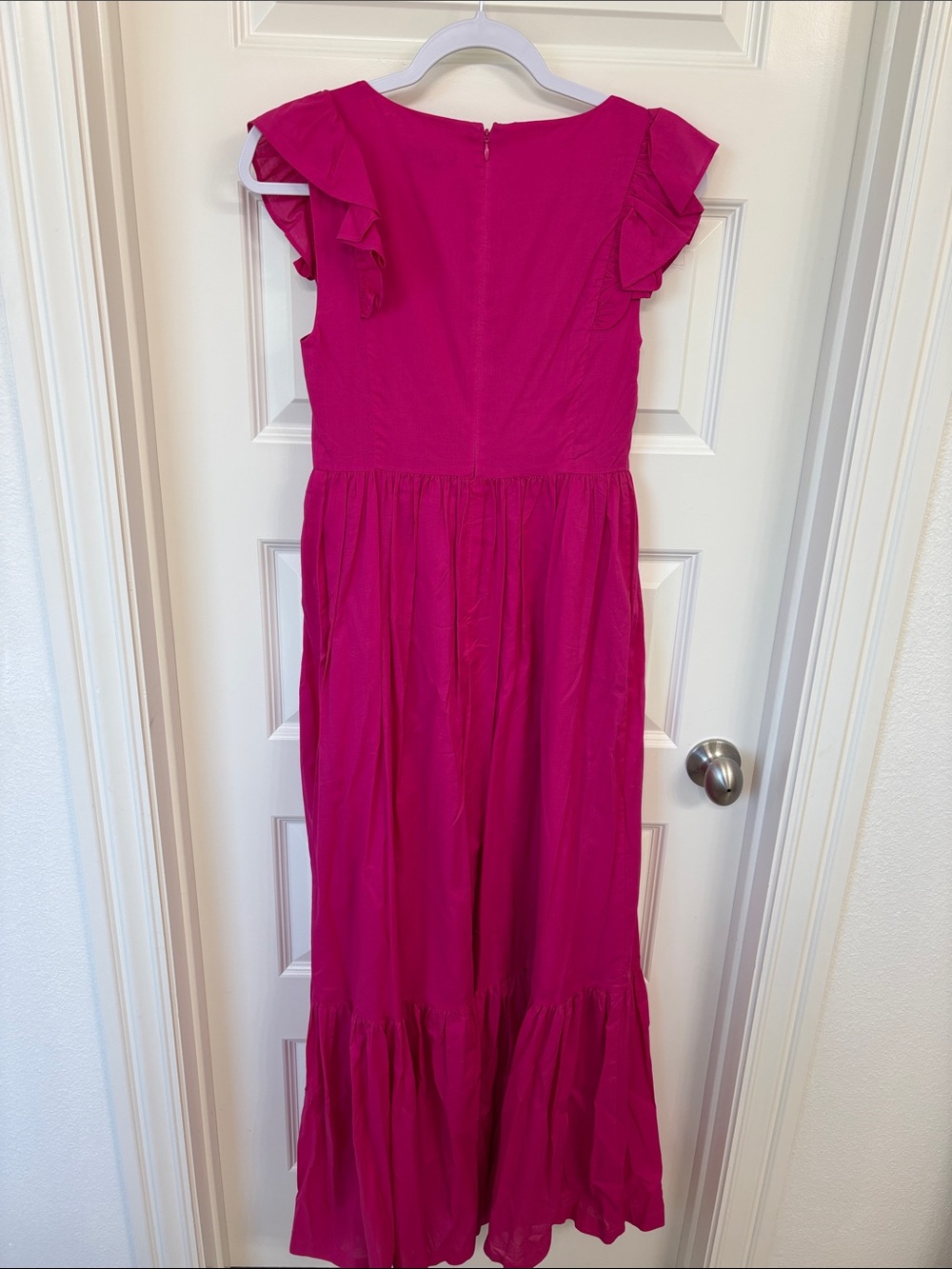 Express Fuchsia Ruffle-Sleeve Maxi Dress - Picture 4 of 4